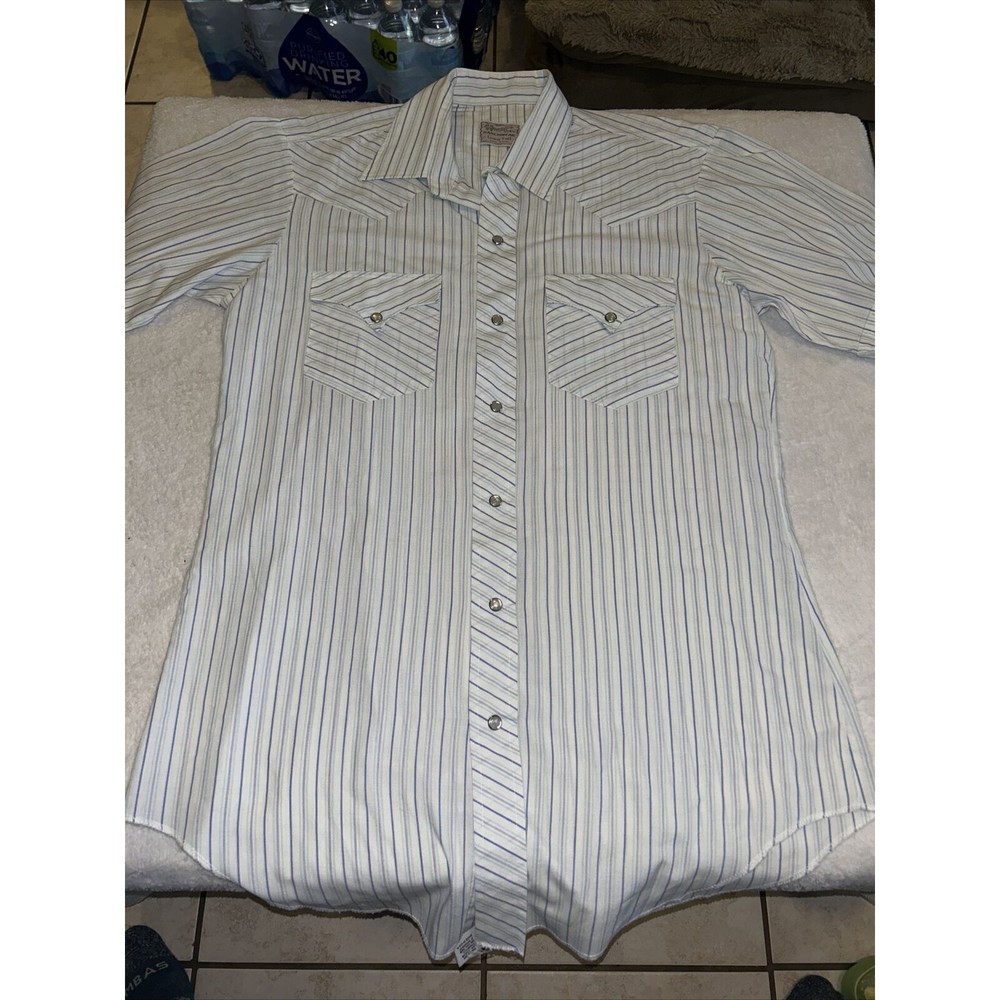 H Bar C Ranchwear Long Tail Shirt Mens Medium. EUC. 15.5 By 33. Vintage